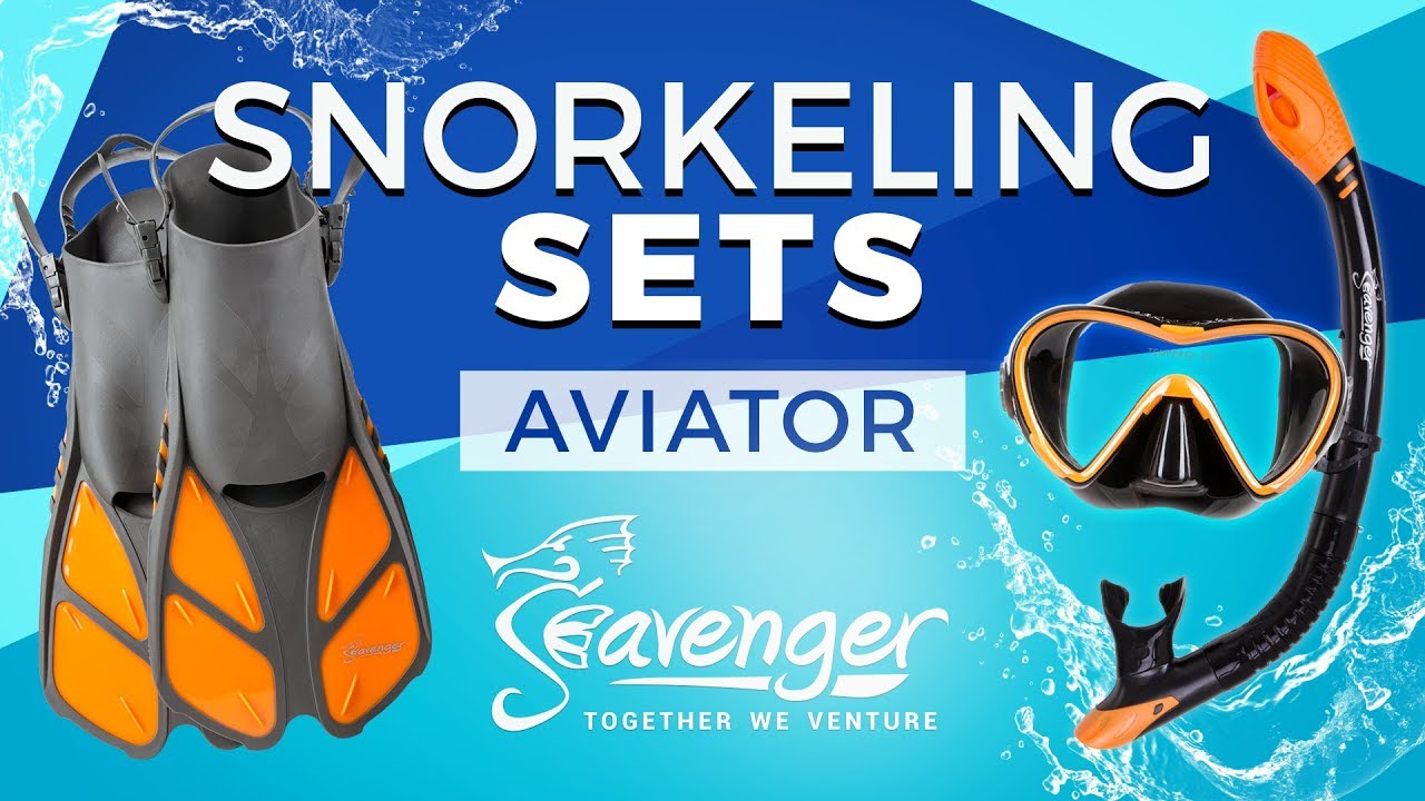 Seavenger Aviator Snorkeling Set: Snorkel, Mask, Fins & Gear Bag