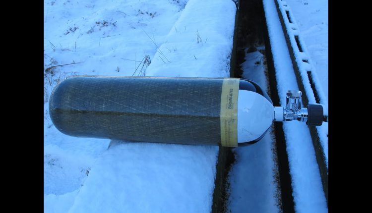 Shooting on scuba tank