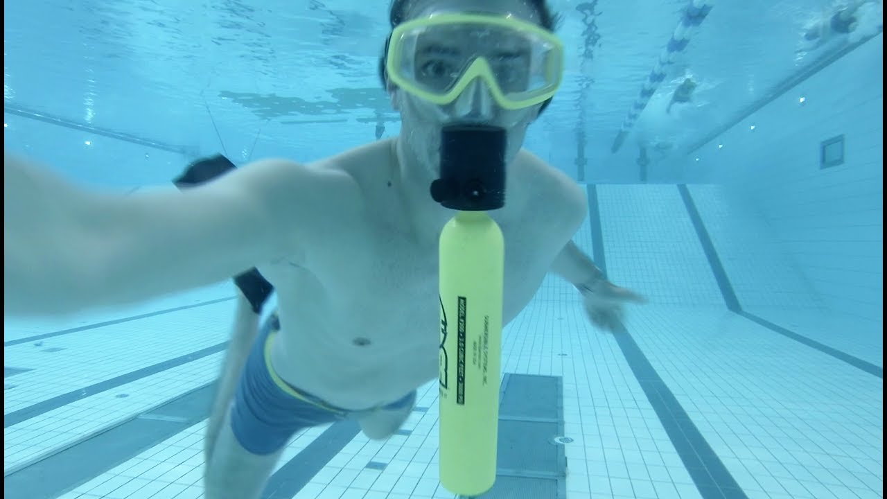 Testing A small scuba tank you can use under water for 3:30 min
