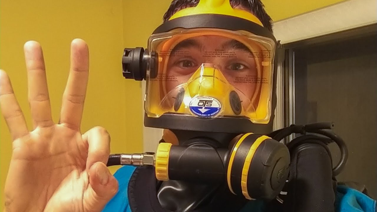 First OTS Guardian Full Face Diving Mask Unboxing Video in a Drysuit!