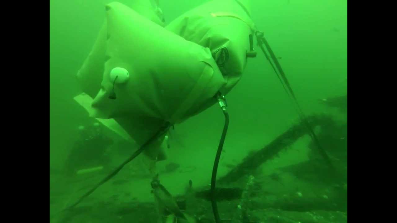 How to shoot a 2,000lb lift bag: Raising the anchor crossmember of the Oregon shipwreck