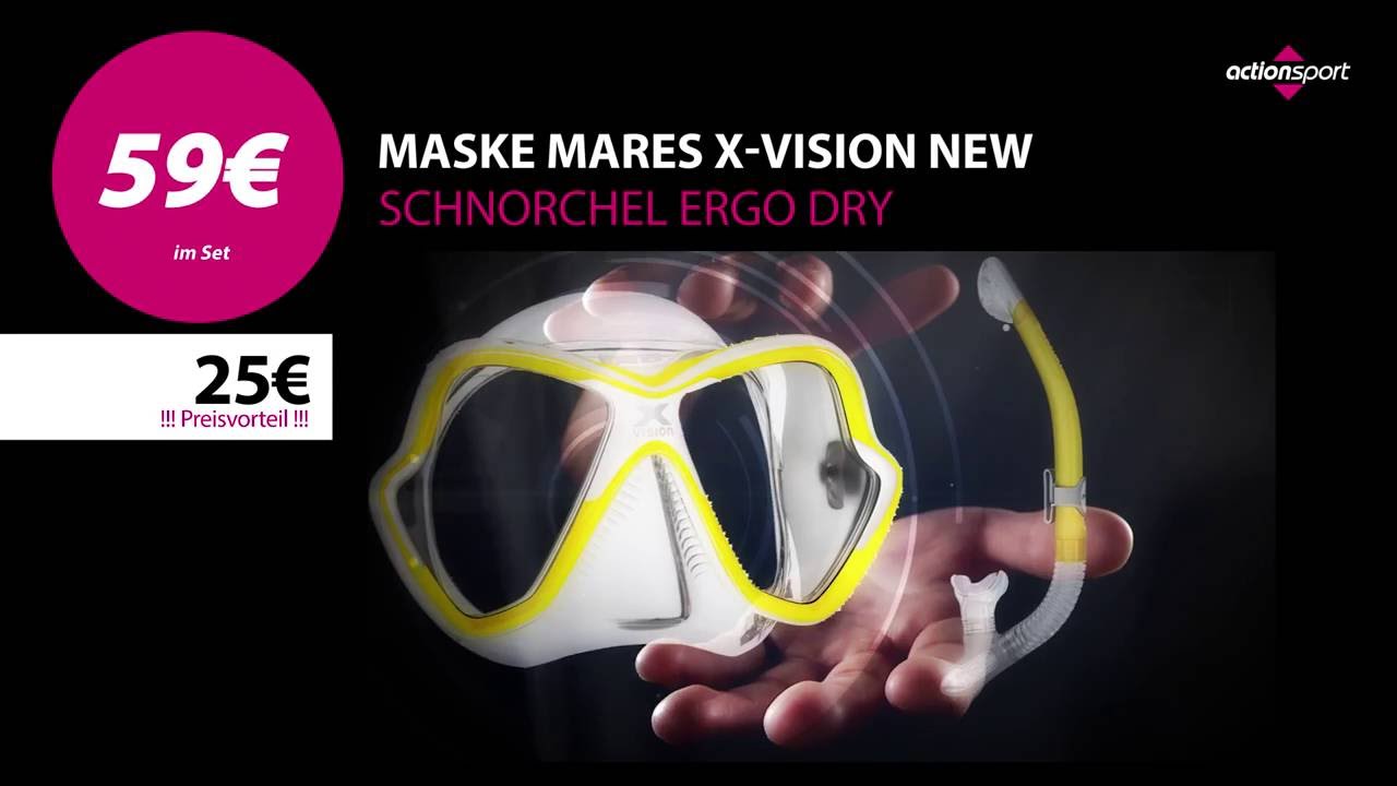 Angebot Mares Set: Maske X-Vision New und Schorchel Ergo Dry